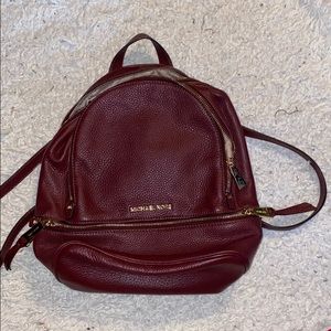 Michael Kors Burgundy Leather Backpack